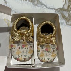 Disney Gold and Cream Baby Walker Shoes with Bow